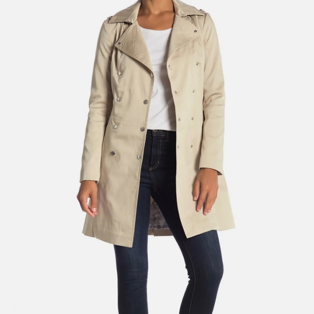 Soia & Kyo Oatmeal Tan Double Breasted Trench Coat XS/S